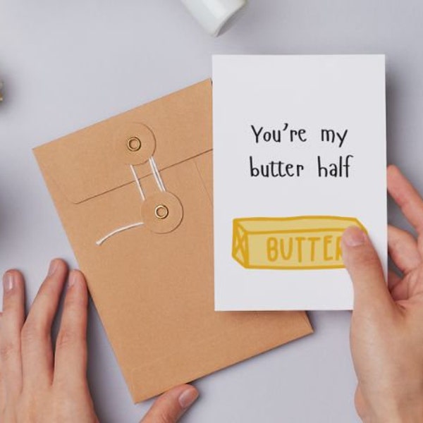 PRINTABLE You're My Butter Half Card, Valentine's Day Card, Anniversary Card, Funny Couple Card, Best Friend Card