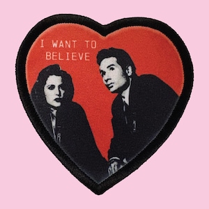The X-Files Mulder & Scully I Want to Believe Iron-On Patch 90s Y2K Grunge Alternative