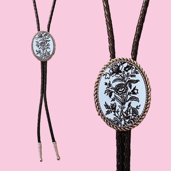 Floral Leather Bolo Tie