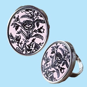 Pink Floral Statement Ring