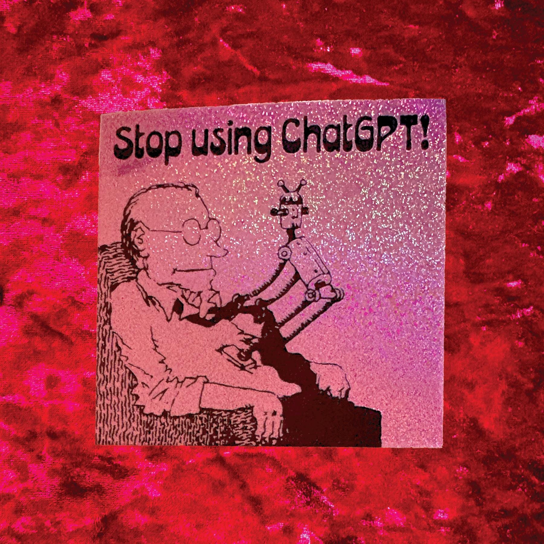 Stop Using Chatgpt Pixie Glitter Sticker - Etsy