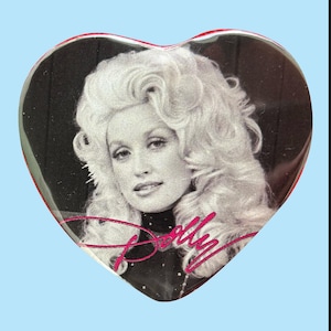 Dolly Parton Pink Heart Shaped Pinback Button