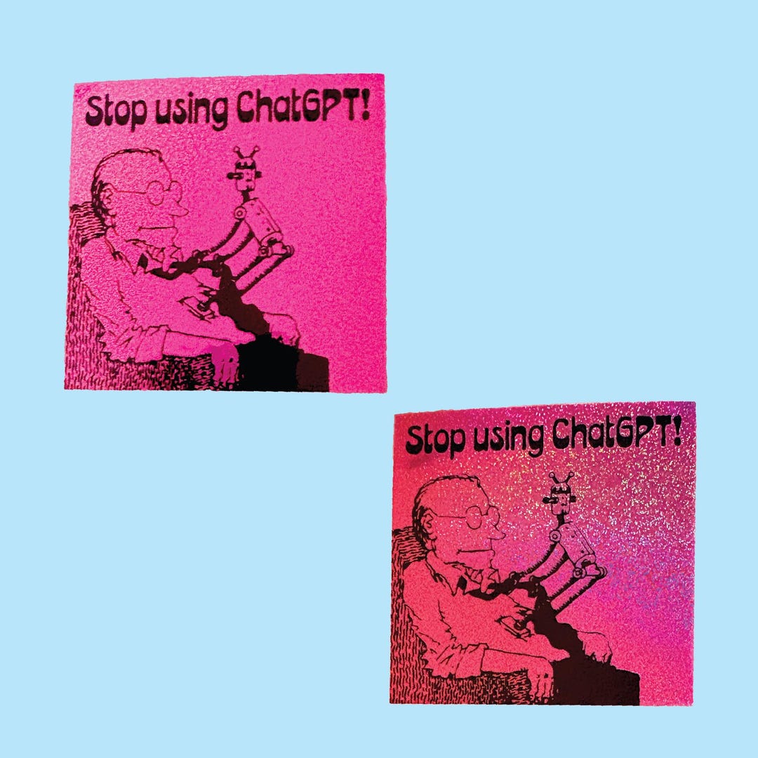 Stop Using Chatgpt Pixie Glitter Sticker - Etsy