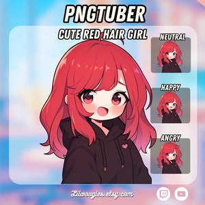 かわいい赤毛の女の子 PNGTuber | かわいい | Twitch 対応 | Streamlabs | VTuber アバター ストリーミング | Vtuber アセット | OBS | 既製 | Discord