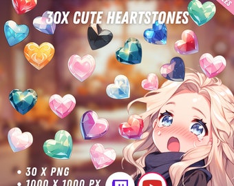 投げられるかわいいハートストーンアセット 30 個セット | 透明 | かわいい | 2D デジタルアセット | デジタルダウンロード | ストリームデコレーション