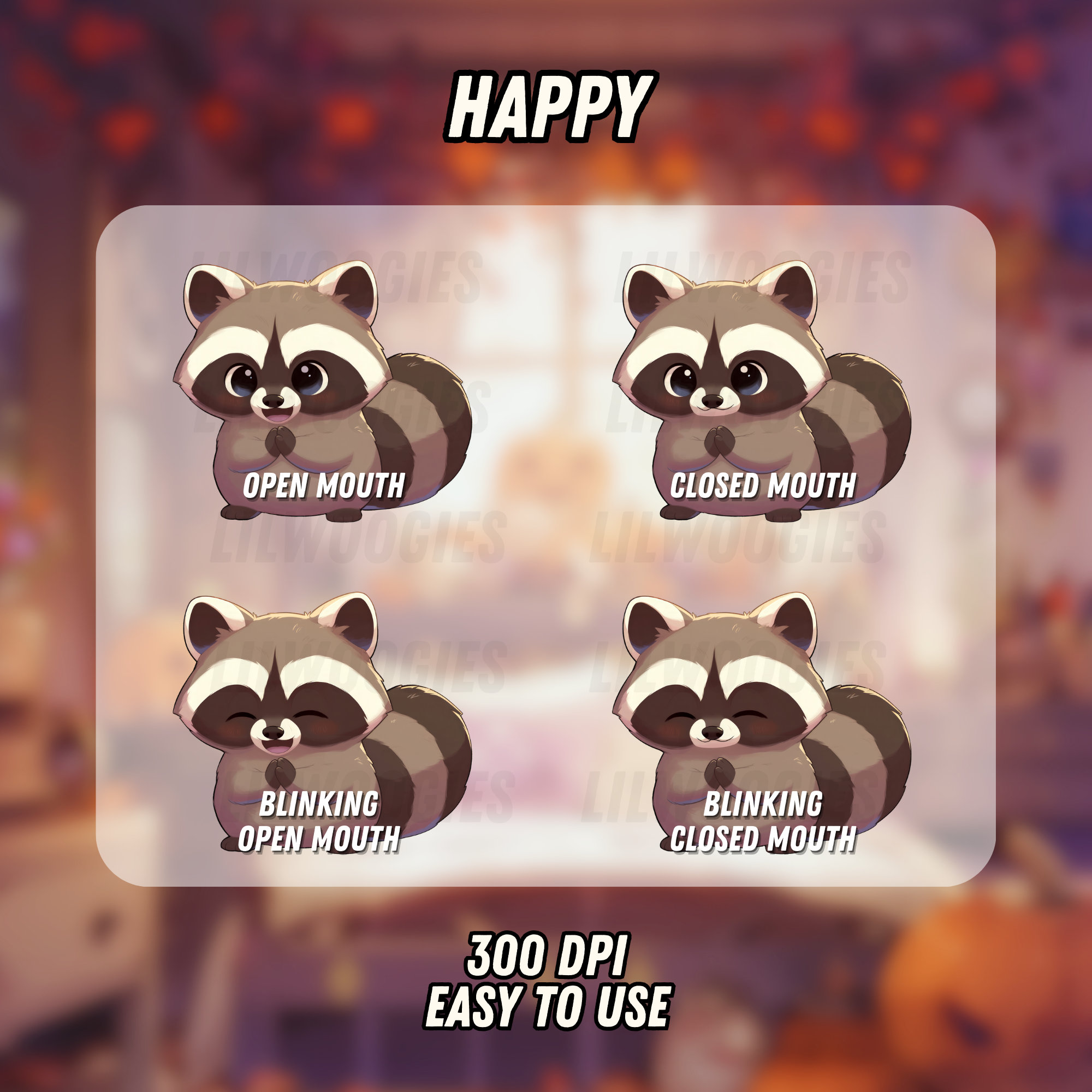 Pngtuber Chibi Raccoon | Kawaii | Ready for Twitch | Vtuber Avatar ...