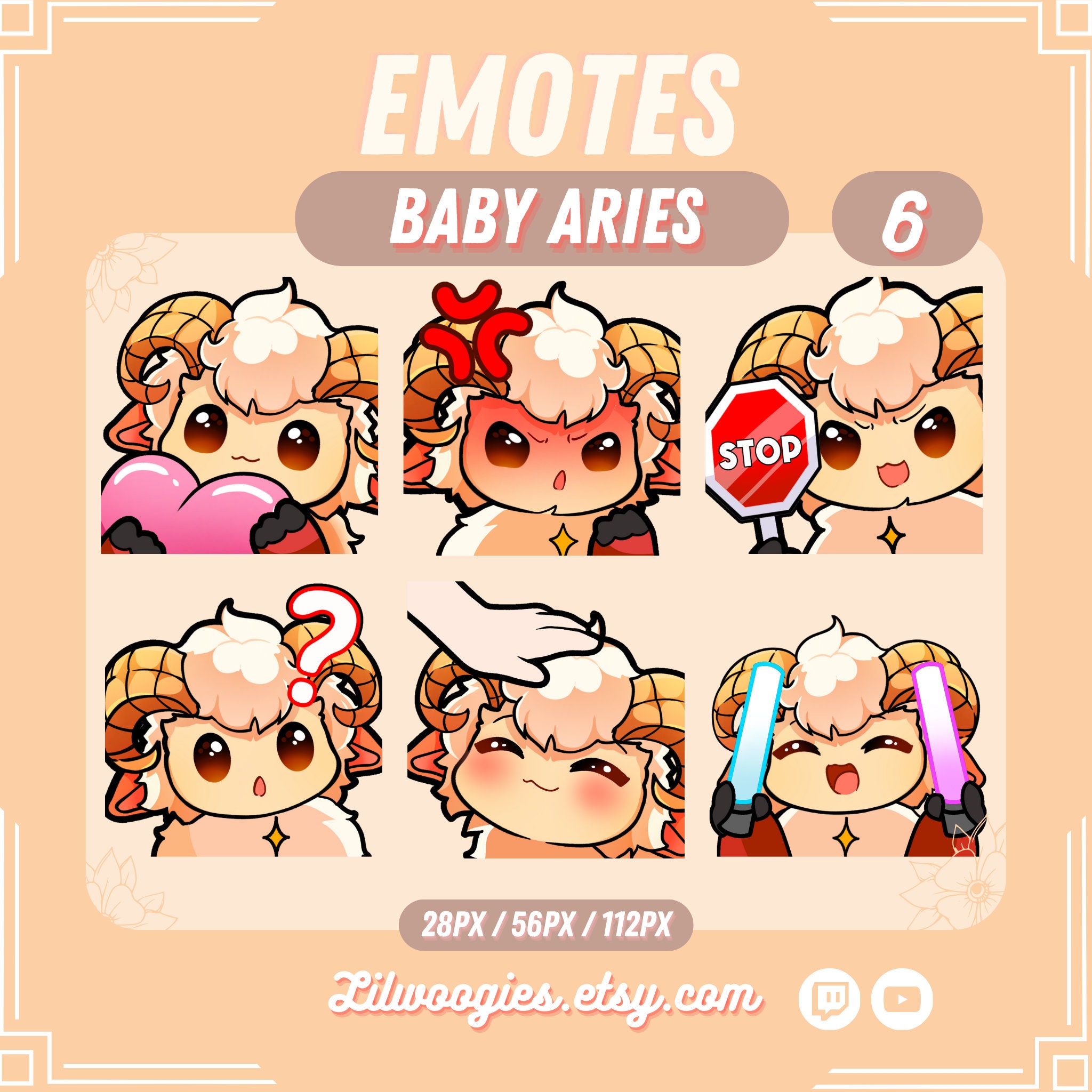 Zodiac Baby Aries Twitch Emotes, Twitch Sub Emotes, Chibi Emotes ...
