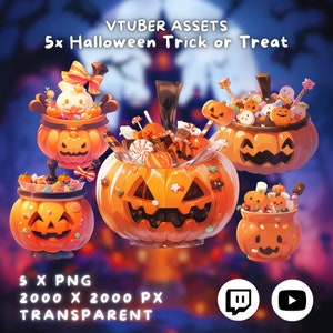 5x Vtuber Halloween Candy | Pumpkin | Trick or Treat| Transparent | Kawaii | Spooky | Digital Assets | Digital Download | Stream Decoration
