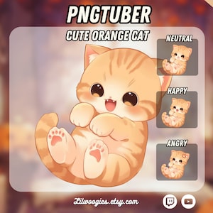 Chibi Orange Cat PNGTuber | Kawaii | Ready For Twitch | VTuber Avatar Streaming | Vtuber Assets | OBS | Premade PNG Tuber | Discord