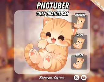 Chibi Orange Cat PNGTuber | Kawaii | Ready For Twitch | VTuber Avatar Streaming | Vtuber Assets | OBS | Premade PNG Tuber | Discord