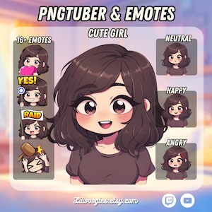 Cute Girl PNGTuber With Emotes | Kawaii | Ready For Twitch | VTuber Avatar Streaming | Vtuber Assets | OBS | Premade PNG Tuber | Discord