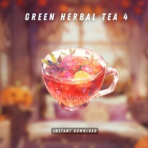 Refreshing iced herbal tea with a sprig of mint, a VTuber asset for a relaxed ambiance.