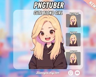 Cute Blond Girl PNGTuber | Kawaii | Ready For Twitch | Streamlabs | VTuber Avatar Streaming | Vtuber Assets | OBS | Premade | Discord
