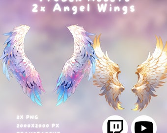 2x VTUBER Angel Wings | Fantasy Wings| Cute | Kawaii | Digital Assets | Digital Download | Stream Decoration