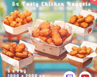 5x  Tasty Chicken Nuggets | PNGtuber | Transparent Props | Vtuber Assests | Snacks | Kawaii Food | Twitch Overlay | Stream Decoration