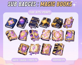 Cute Magic Book Badges For Twitch Subscribers - Twitch sub badges - Twitch bit badges - Character sub badge - Cute Points - Channel Point