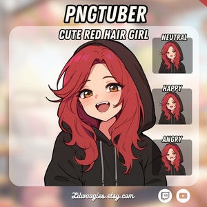 かわいい赤毛の女の子 PNGTuber | かわいい | Twitch 対応 | Streamlabs | VTuber アバター ストリーミング | Vtuber アセット | OBS | 既製 | Discord