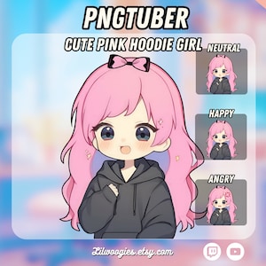 Cute Pink Hair Girl PNGTuber | Kawaii | Ready For Twitch | Streamlabs | VTuber Avatar Streaming | Vtuber Assets | OBS | Premade | Discord