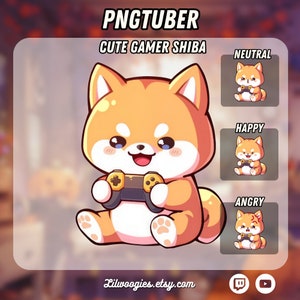 Chibi Gamer Shiba Dog PNGTuber | Kawaii | Ready For Twitch | VTuber Avatar Streaming | Vtuber Assets | OBS | Premade PNG Tuber | Discord