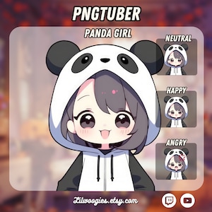 Cute Panda Girl PNGTuber | Kawaii | Ready For Twitch | VTuber Avatar Streaming | Vtuber Assets | OBS | Premade PNG Tuber | Discord