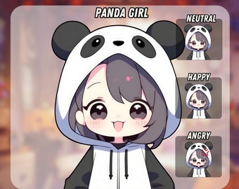 Cute Panda Girl PNGTuber | Kawaii | Ready For Twitch | VTuber Avatar Streaming | Vtuber Assets | OBS | Premade PNG Tuber | Discord