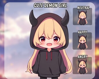 Cute Demon Girl PNGTuber | Kawaii | Gotowy na Twitch | VTuber Avatar Streaming | Zasoby Vtuber | OBS | Gotowy PNG Tuber | Discord
