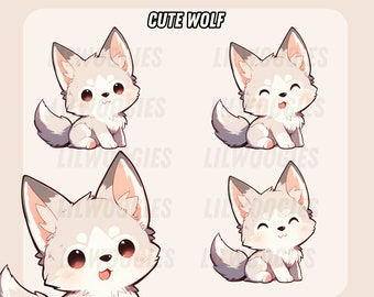 Joli loup chibi PNGTuber | Kawaii | Prêt pour Twitch | Streamlabs | Avatar VTuber en streaming | Actifs de Vtuber | OBS | Tubercule PNG préfabriqué