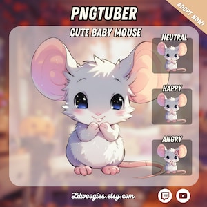 Chibi Mouse PNGTuber | Kawaii | Ready For Twitch | VTuber Avatar Streaming | Vtuber Assets | OBS | Premade PNG Tuber | Discord
