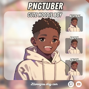 Cute Black Hair Boy PNGTuber | Kawaii | Ready For Twitch | VTuber Avatar Streaming | Vtuber Assets | OBS | Premade PNG Tuber | Discord