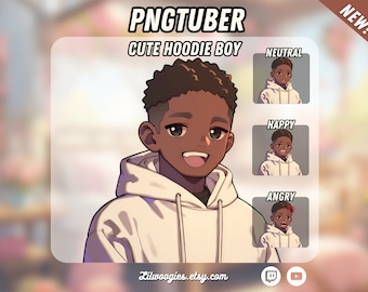 Schattige jongen met zwart haar PNGTuber | Kawaii | Klaar voor twitch | VTuber-avatarstreaming | Vtuber-activa | OBS | Voorgemaakte PNG-knol | Meningsverschil