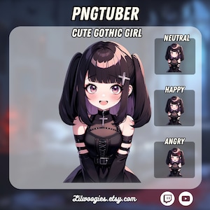 Chibi Gothic Girl PNGTuber | Kawaii | Ready For Twitch | VTuber Avatar Streaming | Vtuber Assets | OBS | Premade PNG Tuber | Discord