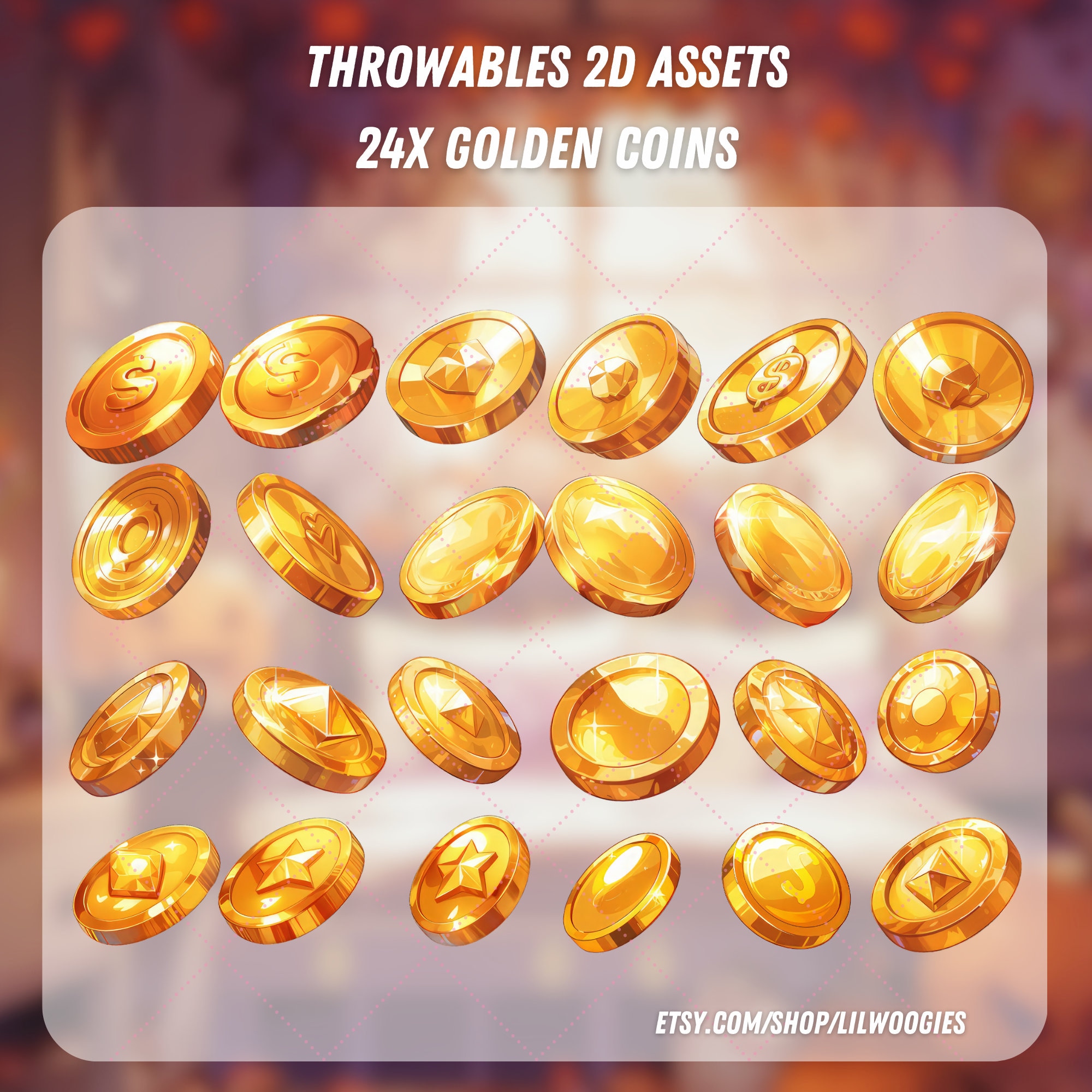 Bundle of Throwable Cute Golden Coins Assets 24x | Transparent | Kawaii ...