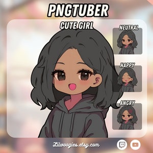 かわいい女の子 PNGTuber | かわいい | Twitch 対応 | Streamlabs | VTuber アバター ストリーミング | Vtuber アセット | OBS | 既製 | Discord