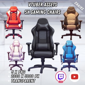 5x Sillas de juego Vtuber / Limpio Transparente / Lindo / Kawaii / Silla Pngtuber / Activos Digitales / Descarga Digital / Decoración de Stream