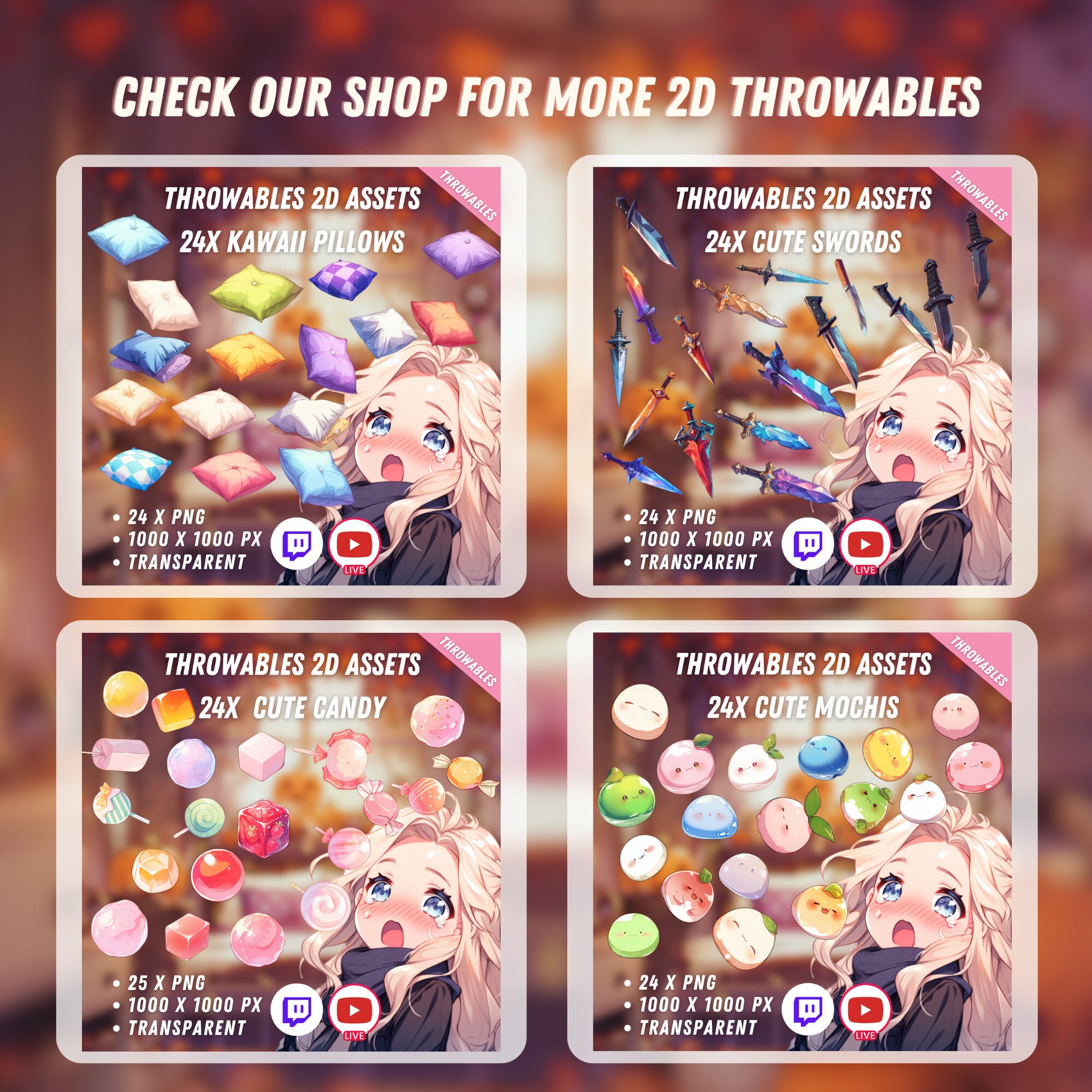 Bundle of Throwable Cute Sea Shells Assets 24x | Transparent | Kawaii ...