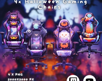 4x Vtuber Halloween Gaming Chairs | PNGTuber | Transparent | Cute | Kawaii | Spooky | Digital Assets | Digital Download | Stream Decoration