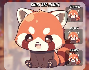 Chibi Red Panda PNGTuber | Kawaii | Ready For Twitch | VTuber Avatar Streaming | Vtuber Assets | OBS | Premade PNG Tuber | Discord