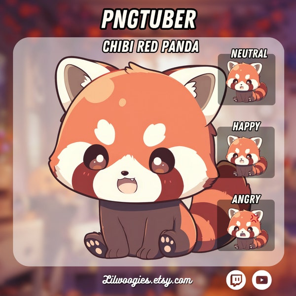 Chibi Roter Panda PNGTuber | Kawaii | Bereit für Twitch | VTuber Availvat | Vtuber Zubehör | Obs | Vorgefertigte PNG Datei | Zwietracht