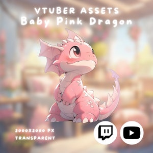 VTUBER Best Friend Baby Dragon | Fantasy | Pets | Cute | Pink | Anime | Kawaii | Digital Assets | Digital Download | Stream Decoration