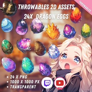 Bundle of Throwable Cute Swords Assets 24x | Transparent | Kawaii | 2D Digital Assets | Digital Download | Stream Decoration