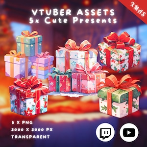 5x Vtuber Cute Presents | Transparent | Holiday Gifts | Kawaii Christmas Gift | Cozy | Digital Assets | Digital Download | Stream Decoration
