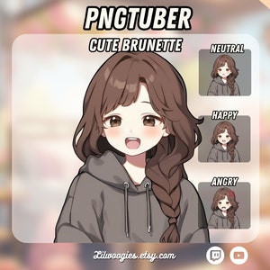 かわいい女性 PNGTuber | かわいい | Twitch 対応 | Streamlabs | VTuber アバター ストリーミング | Vtuber アセット | OBS | プレメイド | Discord