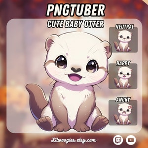 PNGtuber - Lontra / Kawaii / Baby / Chibi / Pronto per Twitch / Streaming avatar VTuber / Risorse Vtuber / OBS / Tuber PNG preconfezionato / Discord