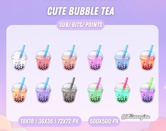 Cute Bubble Tea Sub Badges, Twitch bit badges, sub badges for Twitch, Twitch subscription badges, Point badges, Live Stream Badge