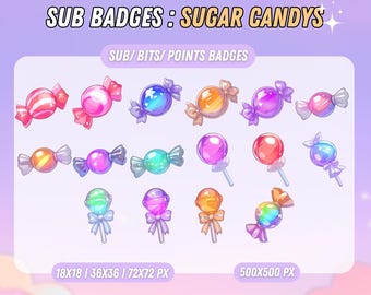 Cute Candy Badges For Twitch Subscribers - Twitch sub badges - Twitch bit badges - Character sub badge - Cute Points - Channel Point