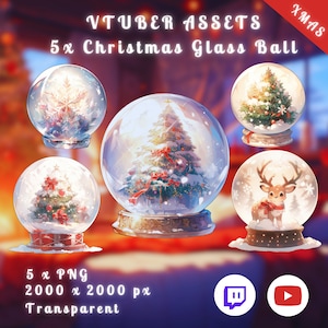 5x Vtuber Christmas Glass Balls | Transparent | Xmas PNGtuber | Cozy | Digital Prop | Digital Assets | Digital Download | Stream Decoration