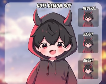 Cute Demon Boy PNGTuber | Kawaii | Ready For Twitch | VTuber Avatar Streaming | Vtuber Assets | OBS | Premade PNG Tuber | Discord