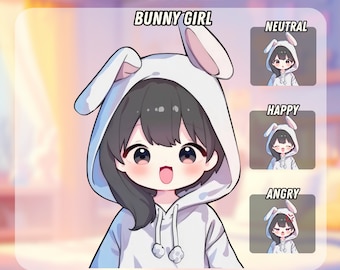 Cute Bunny Girl PNGTuber | Easter Kawaii | Ready For Twitch | VTuber Avatar Streaming | Vtuber Assets | OBS | Premade PNG Tuber | Discord