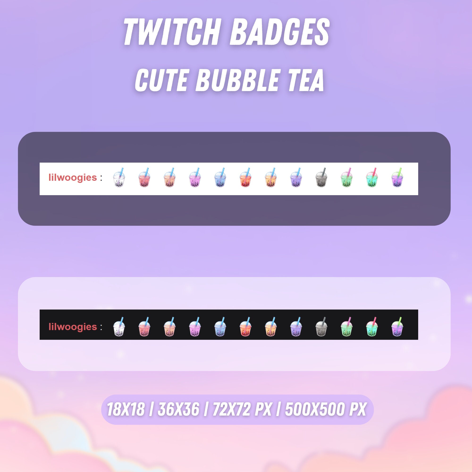 Cute Bubble Tea Sub Badges, Twitch Bit Badges, Sub Badges for Twitch ...