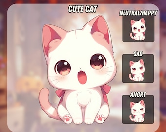 Cute Cat PNGTuber | Kawaii | Ready For Twitch | VTuber Avatar Streaming | Vtuber Assets | OBS | Premade PNG Tuber | Discord